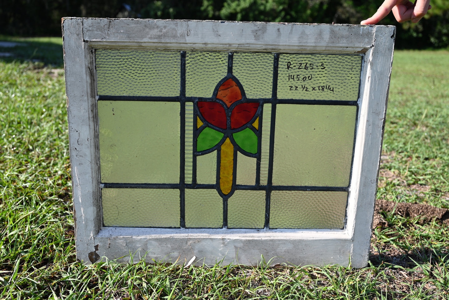 Antique English Stained Glass in Original Frame - The Barn Antiques