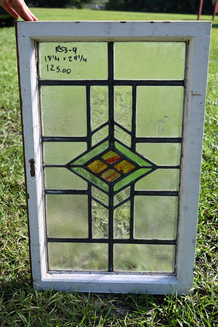 Antique English Stained Glass in Original Frame - The Barn Antiques