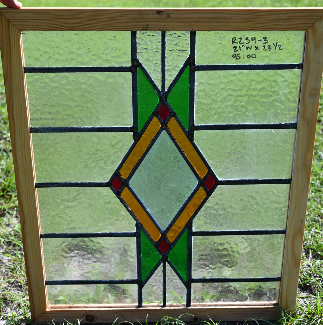 Antique English Stained Glass in Shipping Frame - The Barn Antiques