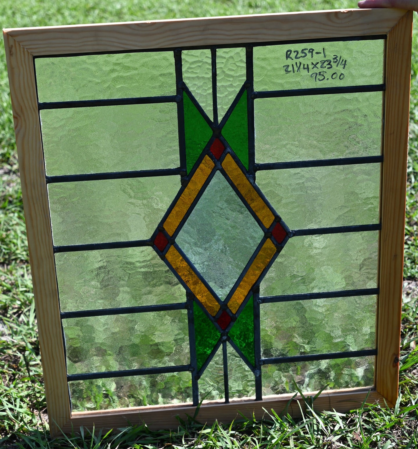 Antique English Stained Glass in Shipping Frame - The Barn Antiques