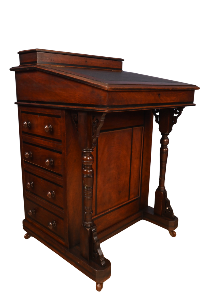 English Walnut Davenport Desk c.1900 - The Barn Antiques