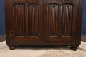 English Solid Oak Paneled Wardrobe c.1900 - The Barn Antiques