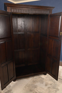English Solid Oak Paneled Wardrobe c.1900 - The Barn Antiques