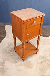 French Oak Marble Top Chevet c.1890 - The Barn Antiques
