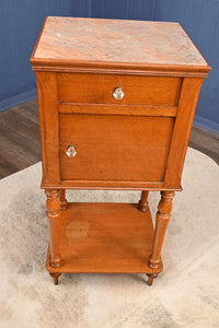 French Oak Marble Top Chevet c.1890 - The Barn Antiques