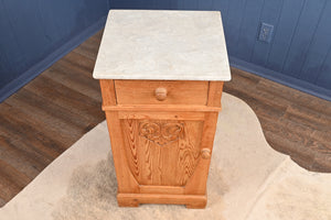 English Pine Marble Top Bedside early 1900s