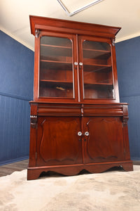 English Mahogany Bookcase over Cupboard c.1900