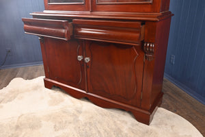 English Mahogany Bookcase over Cupboard c.1900