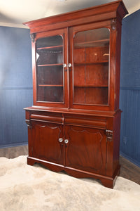 English Mahogany Bookcase over Cupboard c.1900