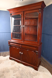 English Mahogany Bookcase over Cupboard c.1900