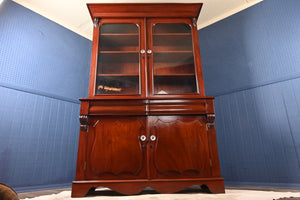 English Mahogany Bookcase over Cupboard c.1900