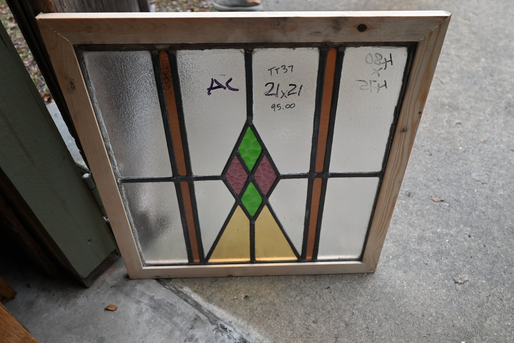 Antique English Stained Glass in Shipping Frame