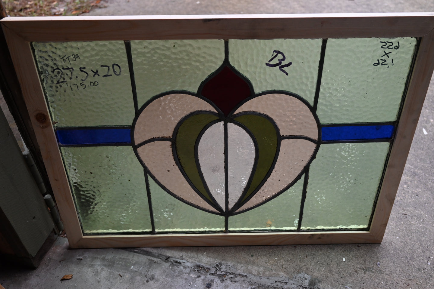 Antique English Stained Glass in Shipping Frame