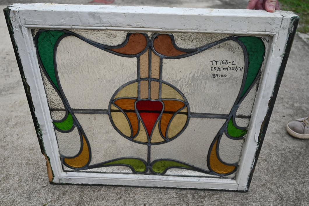 Antique English Stained Glass in Original Frame