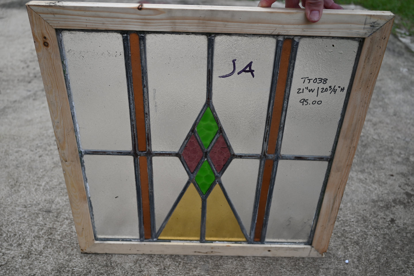 Antique English Stained Glass in Shipping Frame