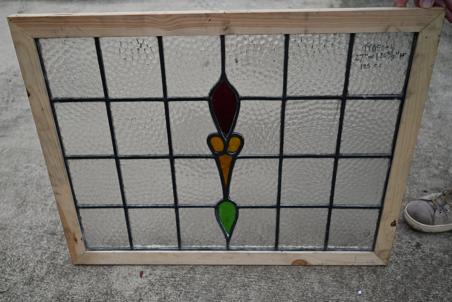 Antique English Stained Glass in Shipping Frame