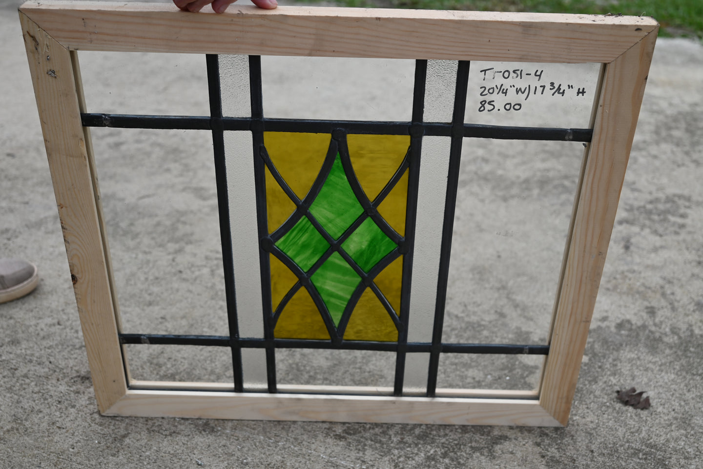 Antique English Stained Glass in Shipping Frame