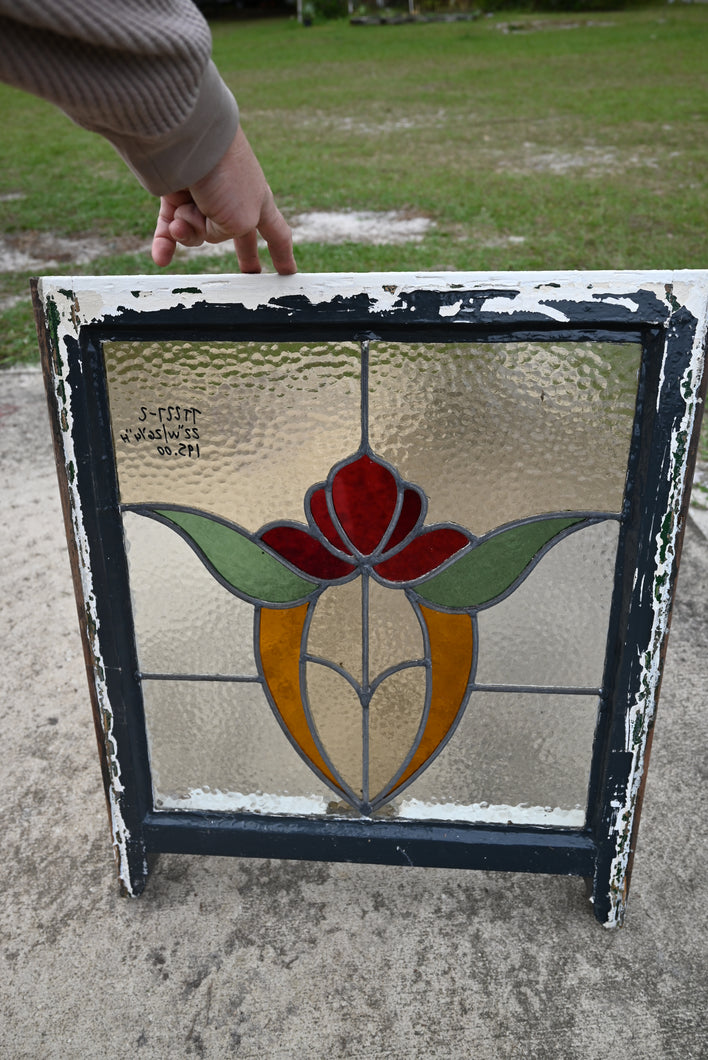 Antique English Stained Glass in Original Frame