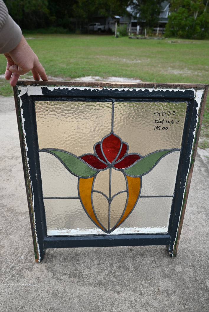 Antique English Stained Glass in Original Frame