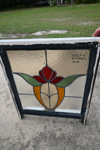 Antique English Stained Glass in Original Frame