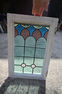 Antique English Stained Glass in Original Frame