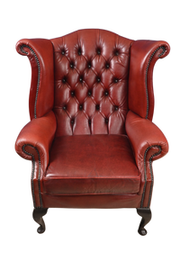 English Leather Wingback Chair