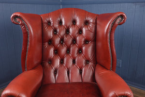 English Leather Wingback Chair