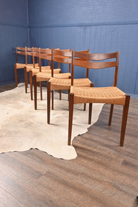 Set of Six Mogens Kold Papercord Chairs designed by Arne Hovmand Olsen