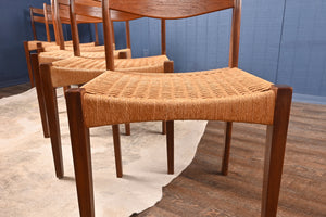 Set of Six Mogens Kold Papercord Chairs designed by Arne Hovmand Olsen