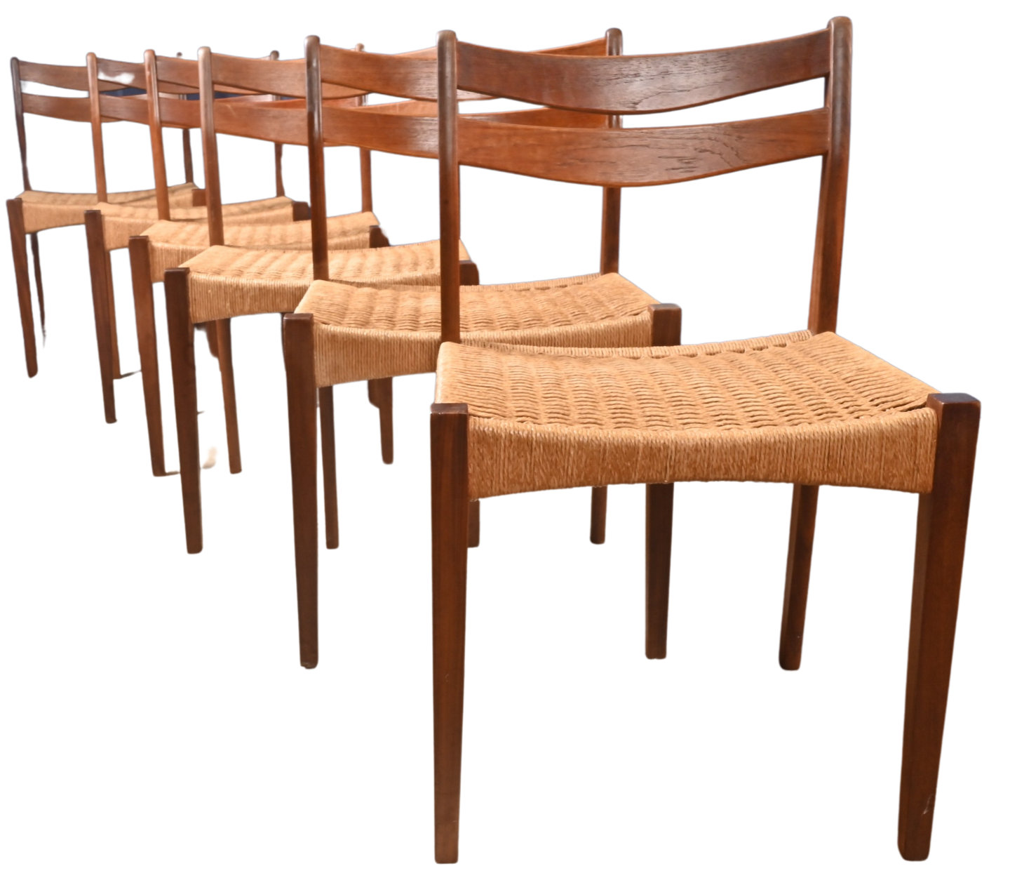 Set of Six Mogens Kold Papercord Chairs designed by Arne Hovmand Olsen