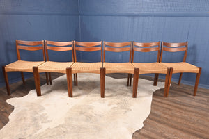 Set of Six Mogens Kold Papercord Chairs designed by Arne Hovmand Olsen