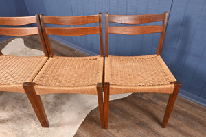 Set of Six Mogens Kold Papercord Chairs designed by Arne Hovmand Olsen