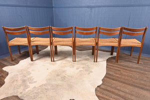 Set of Six Mogens Kold Papercord Chairs designed by Arne Hovmand Olsen