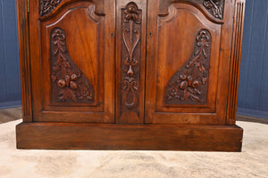 English Walnut Bookcase over Cupboard c.1900