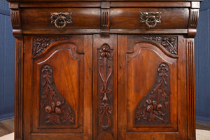 English Walnut Bookcase over Cupboard c.1900