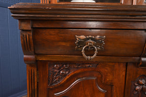 English Walnut Bookcase over Cupboard c.1900