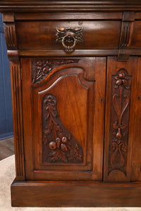 English Walnut Bookcase over Cupboard c.1900