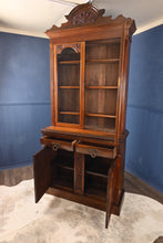 Load image into Gallery viewer, English Walnut Bookcase over Cupboard c.1900