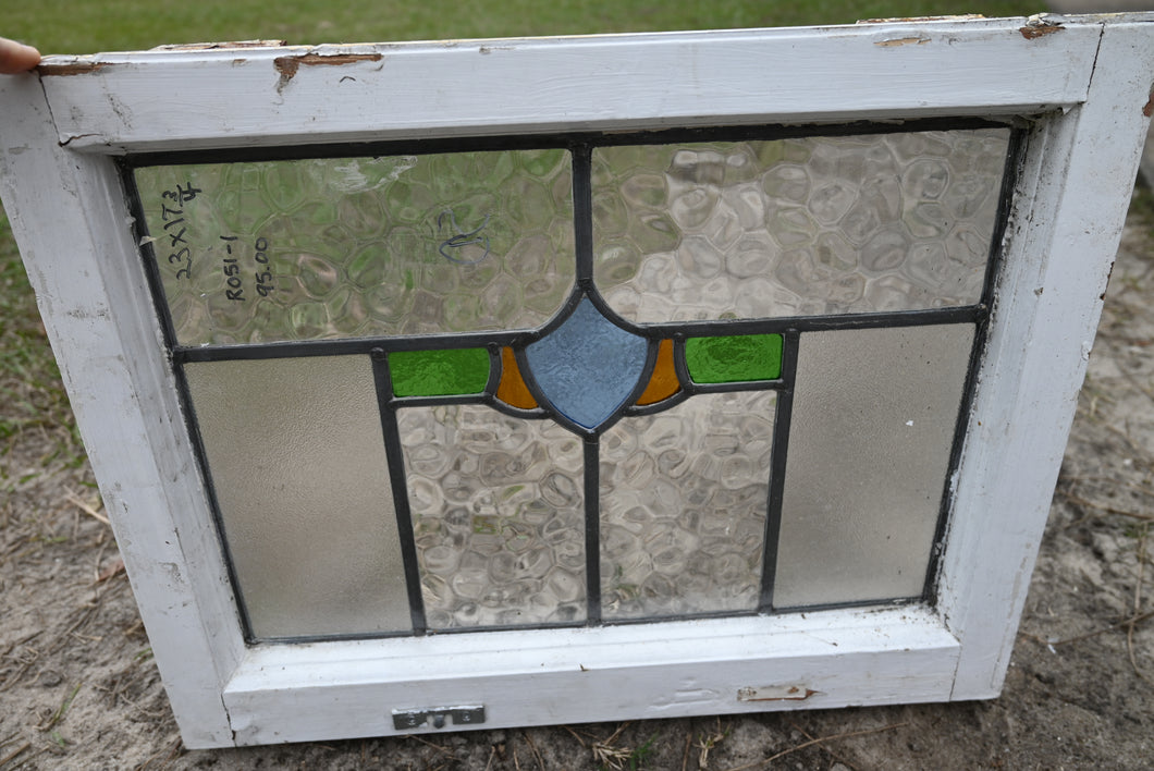 Antique English Stained Glass in Original Frame