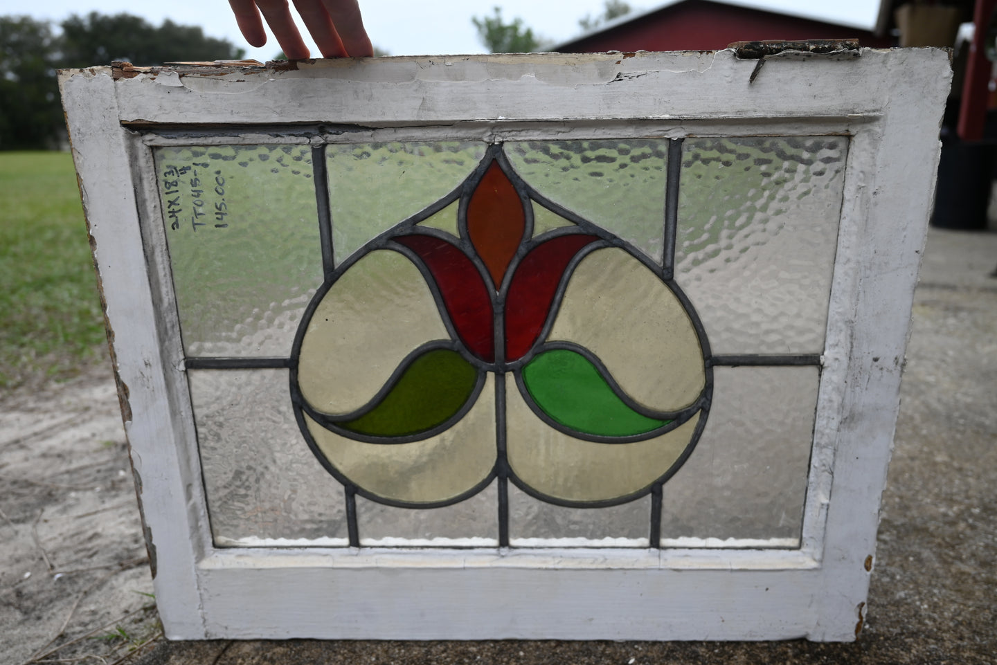 Antique English Stained Glass in Original Frame