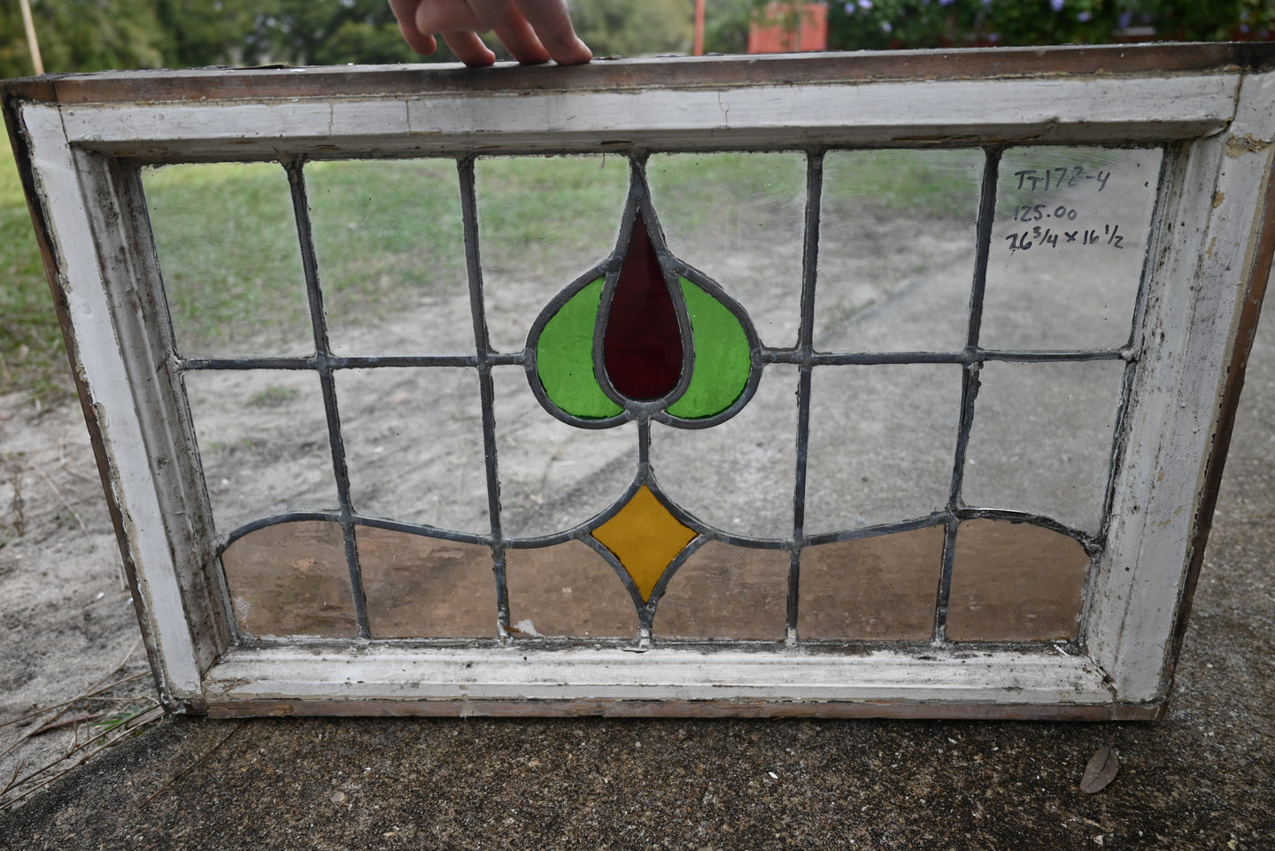 Antique English Stained Glass in Original Frame