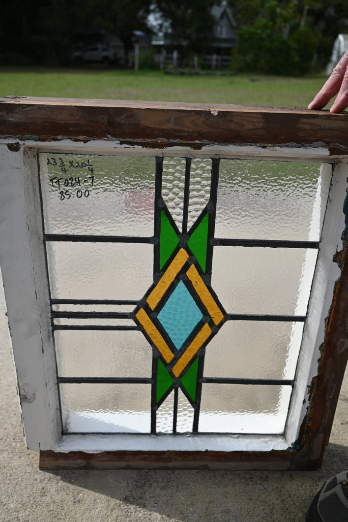 Antique English Stained Glass in Original Frame