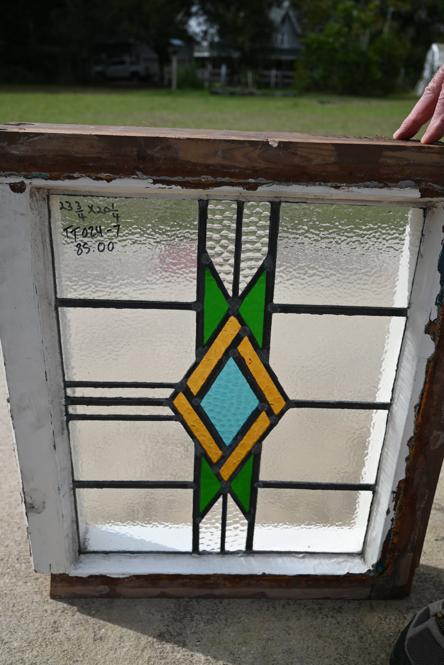 Antique English Stained Glass in Original Frame