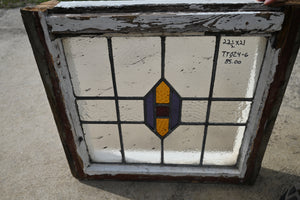 Antique English Stained Glass in Original Frame