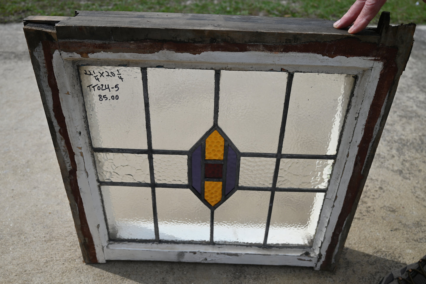 Antique English Stained Glass in Original Frame