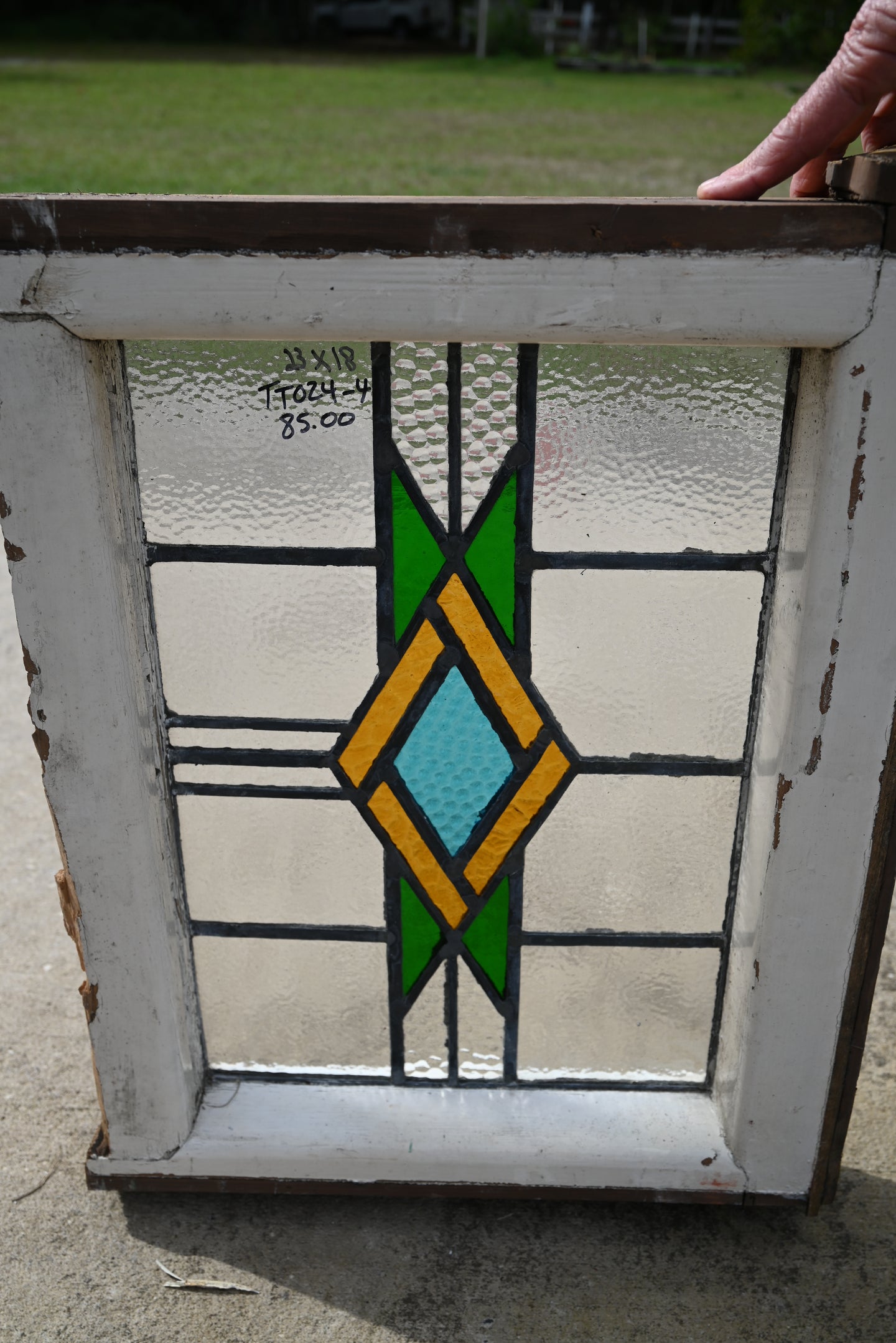 Antique English Stained Glass in Original Frame