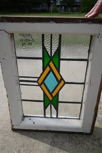 Antique English Stained Glass in Original Frame