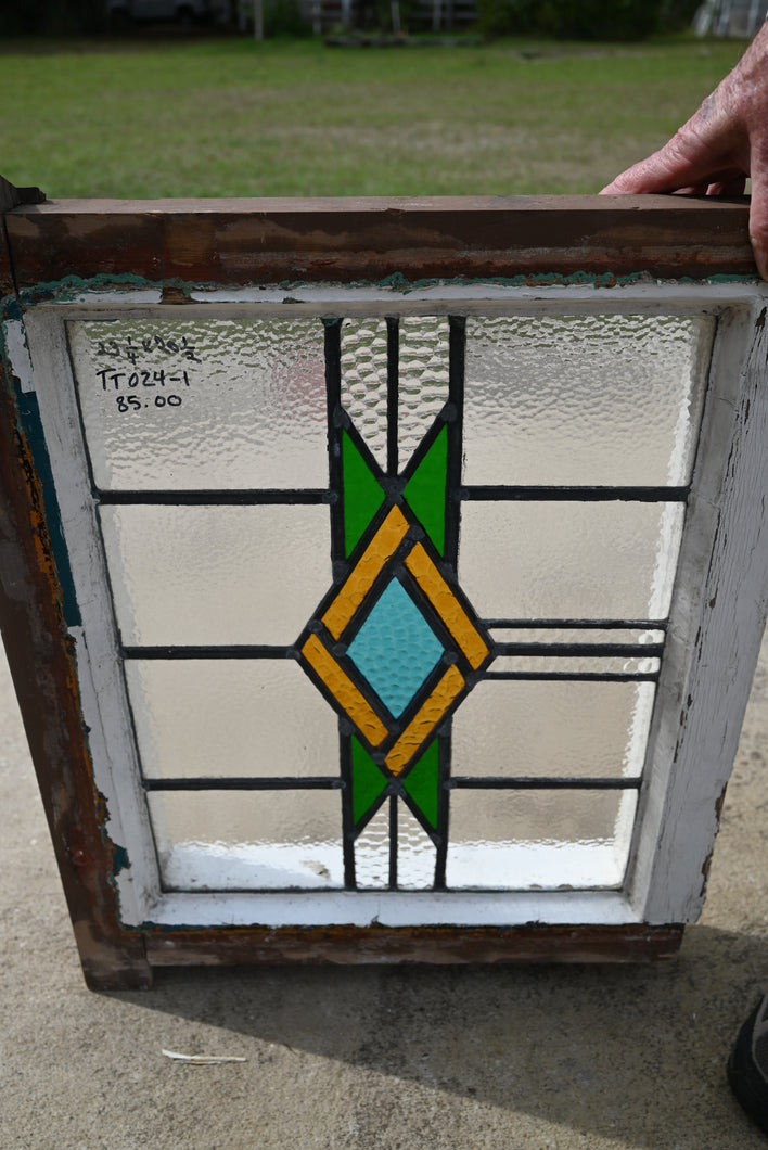 Antique English Stained Glass in Original Frame