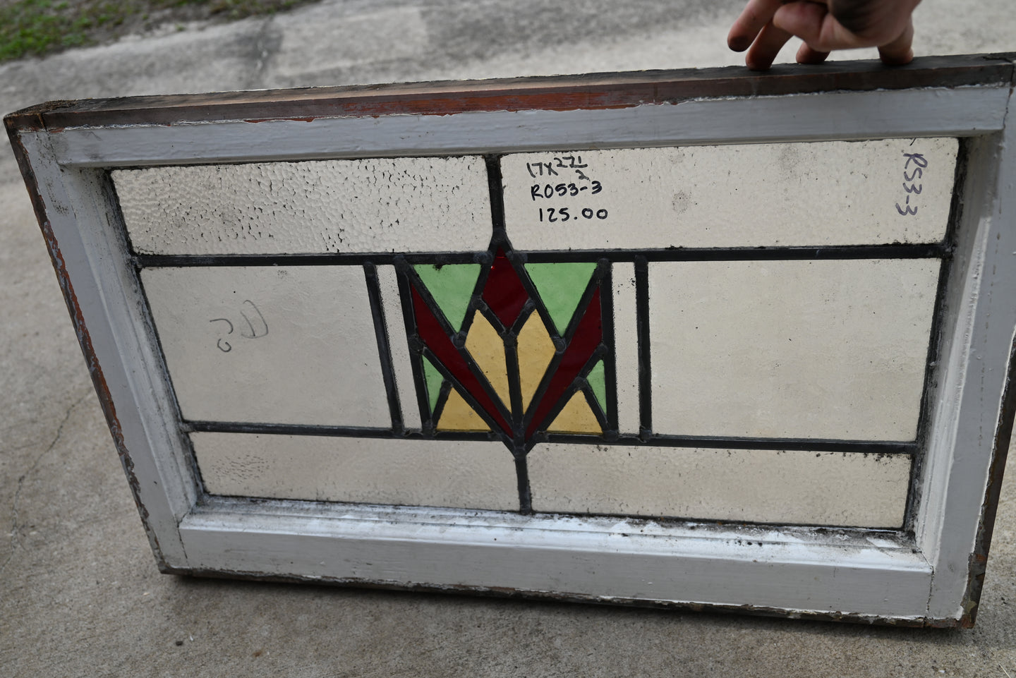 Antique English Stained Glass in Original Frame