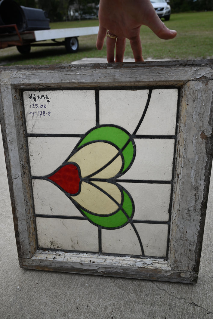 Antique English Stained Glass in Original Frame